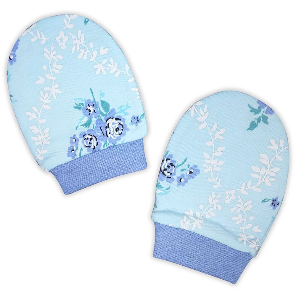 Smart Baby - Baby Girl Printed Mittens - Aqua Blue