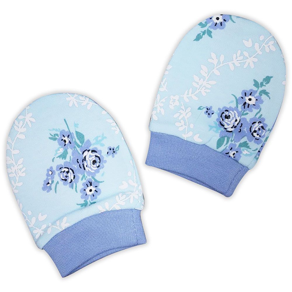 Smart Baby - Baby Girl Printed Mittens - Aqua Blue