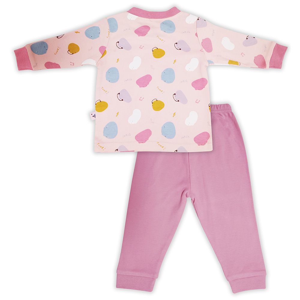 Smart Baby - 2pc-Set - Baby Girl T-Shirt And Pajama Suit - Baby Pink