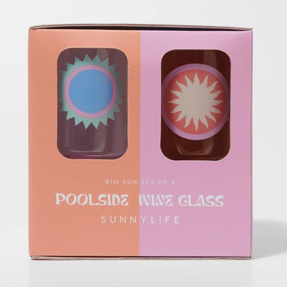 Sunnylife - Poolside Wine Glass - Rio Sun - Pack of 4