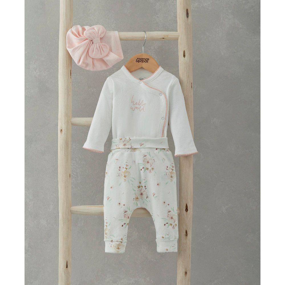 Mamas & Papas - 3pc-Set - My First Floral Outfit