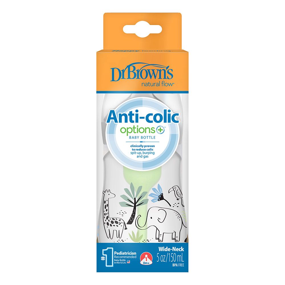 Dr. Brown's - Wide-Neck Anti-Colic Options+ Baby Bottle - Jungle Elephant - 150 ml