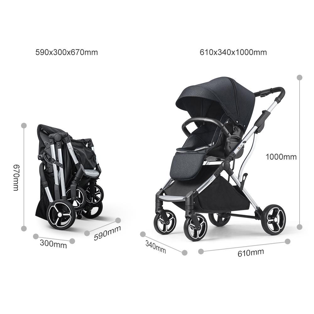 Gokke - Reversible Baby Stroller W/ Chrome Frame B08BL - Black