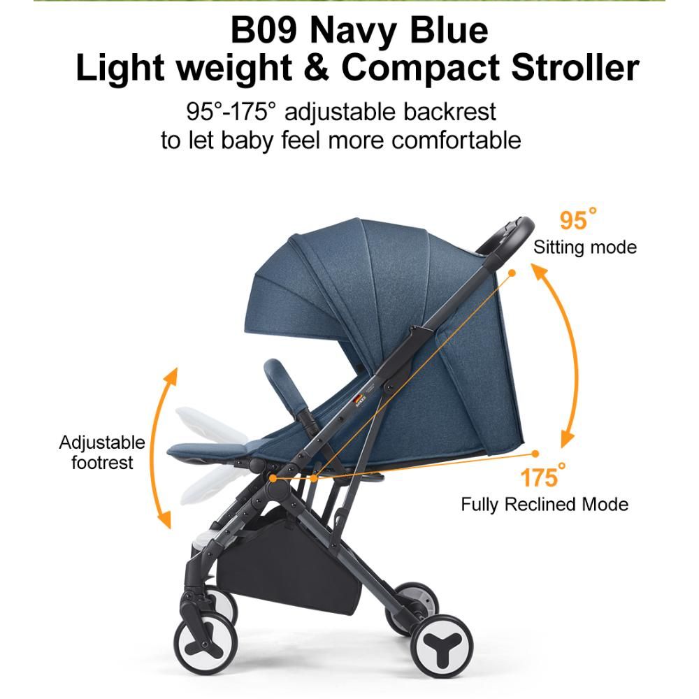 Gokke - Compact Lighweight Baby Stroller - Navy Blue