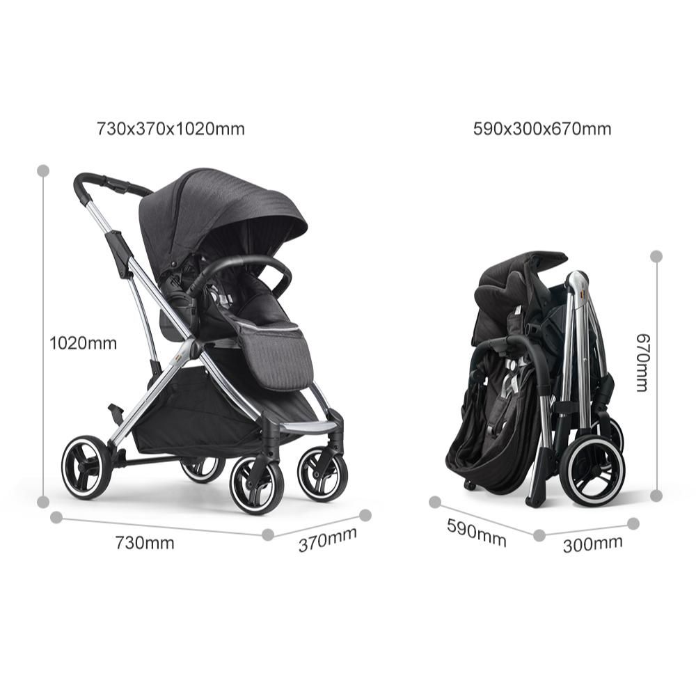 Gokke - Reversible Baby Stroller W/ Chrome Frame B108BL - Black