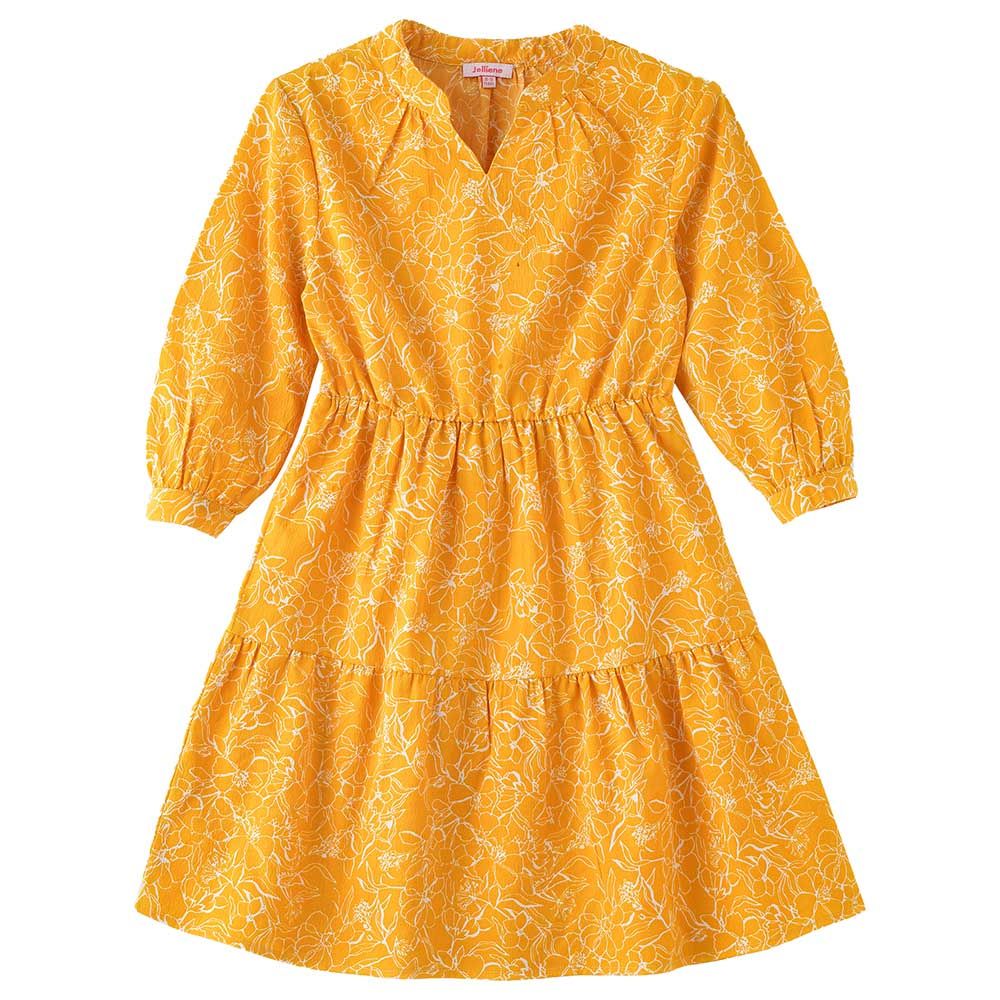 Jelliene - Girls' Summer Chic Breezy Flowy Georgette Dress - Yellow