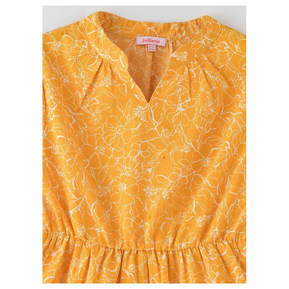 Jelliene - Girls' Summer Chic Breezy Flowy Georgette Dress - Yellow