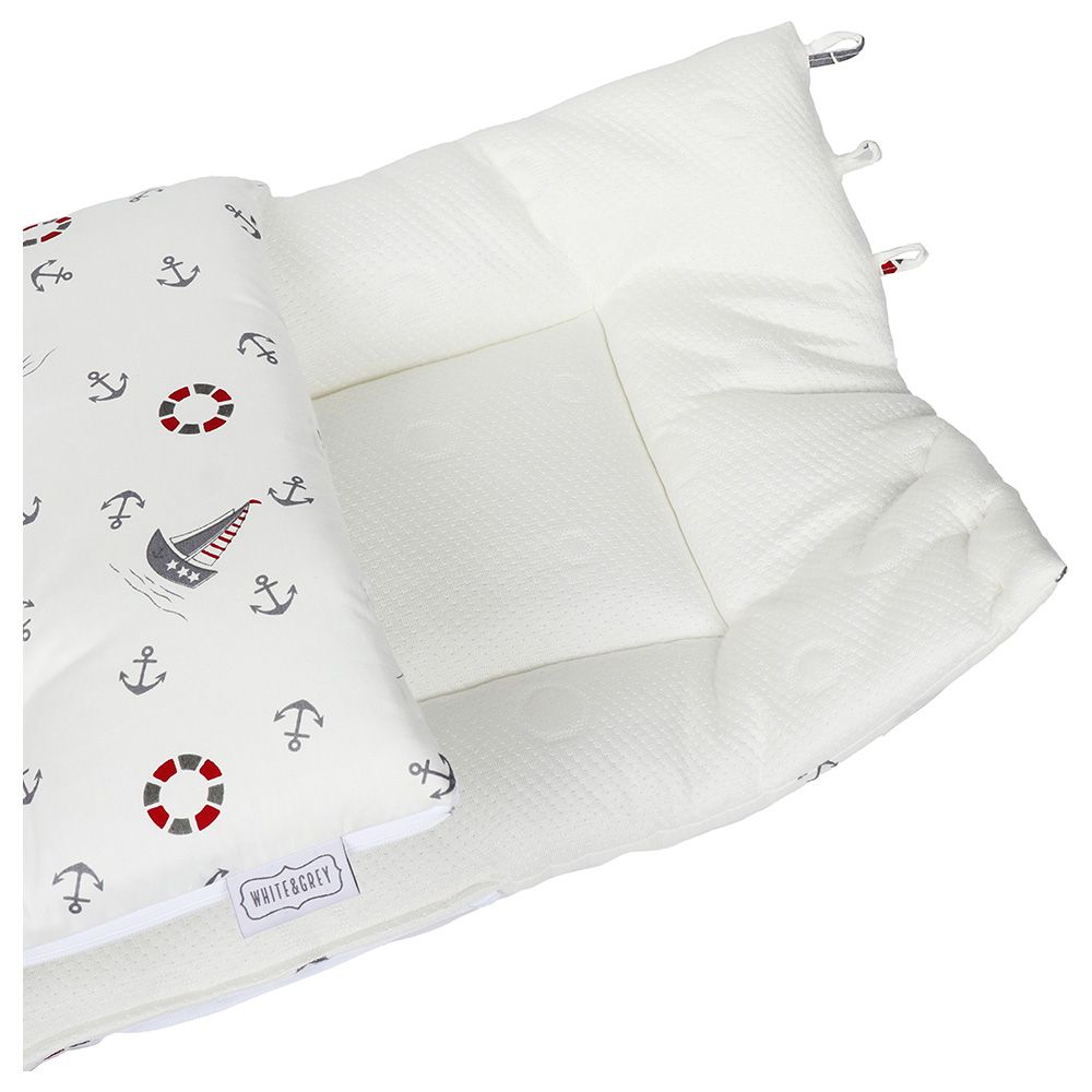 White&Grey - Baby Sleeping Bag Soft Bamboo Swaddle Nest - Boat