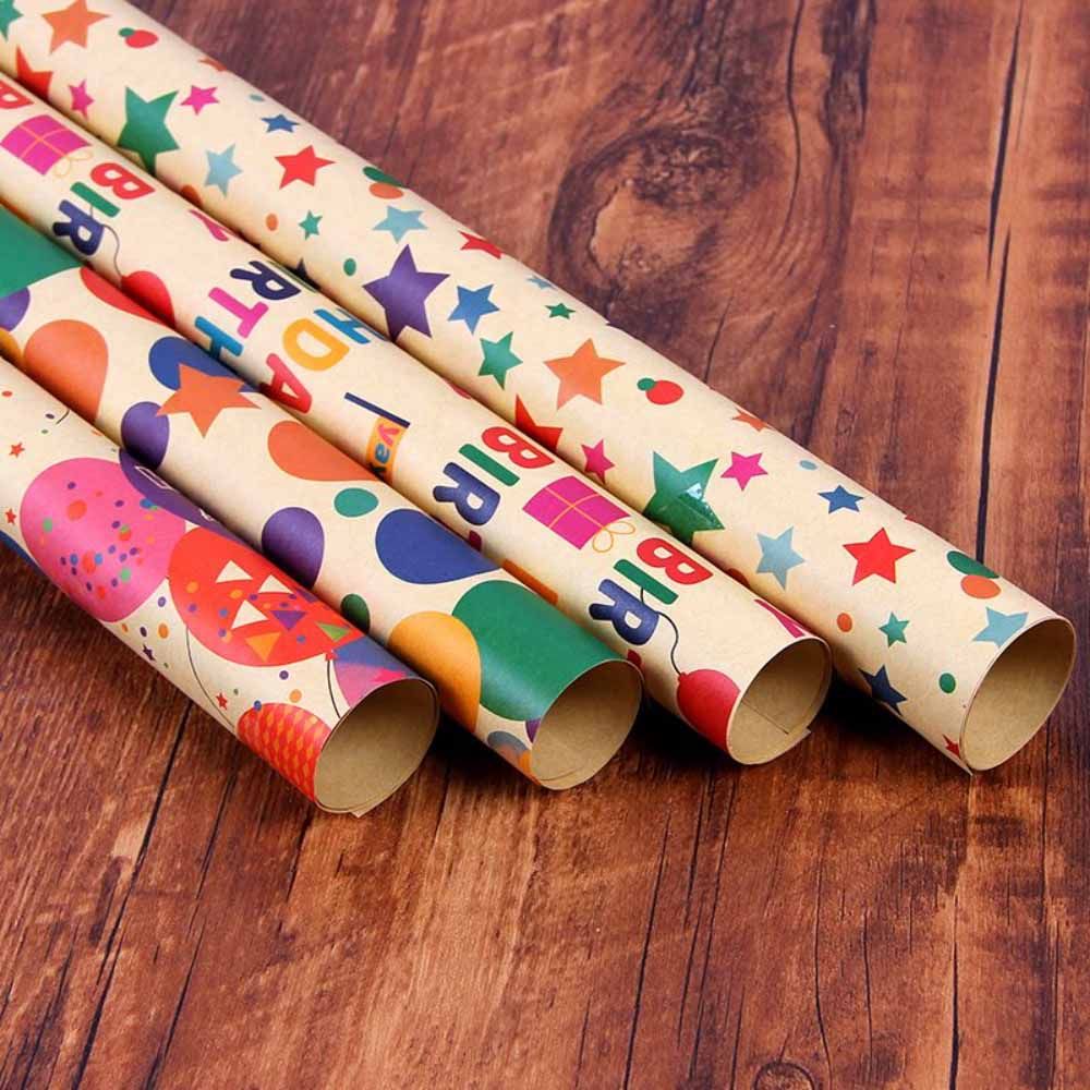 Long Sun - Birthday Polka Dot Kraft Wrapping Paper - 6pcs