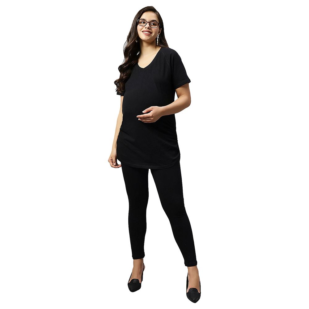 Tummy - 2pc-Set - Maternity T Shirt & Leggings - Black