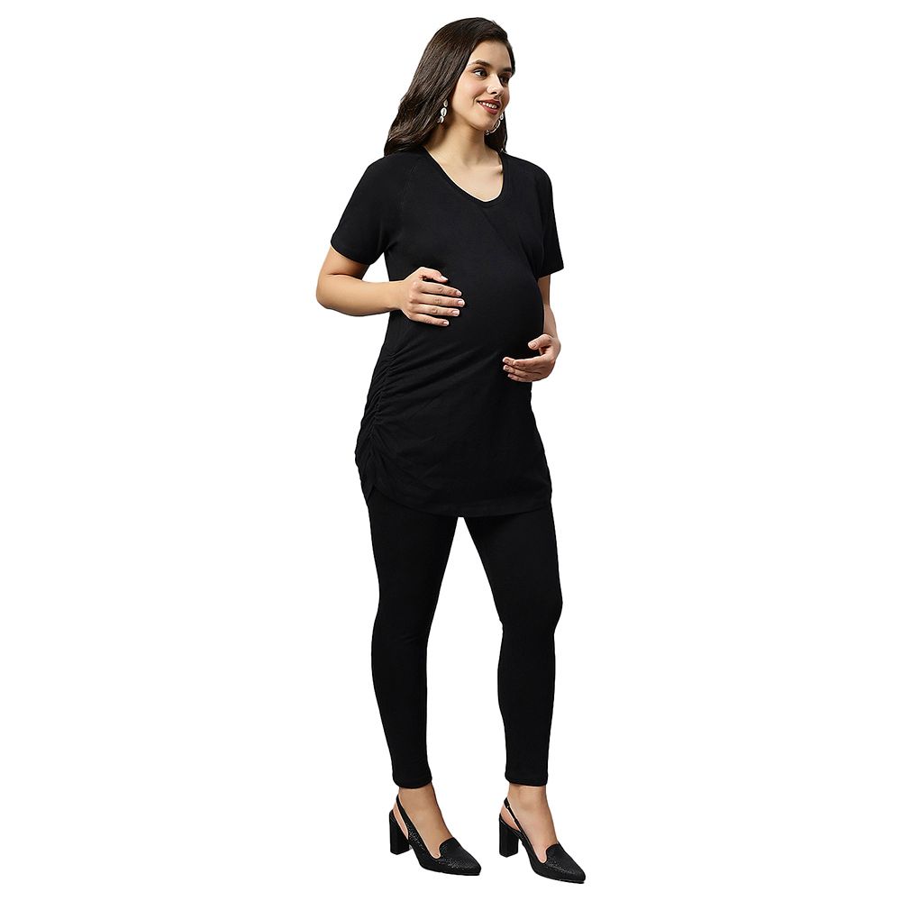 Tummy - 2pc-Set - Maternity T Shirt & Leggings - Black