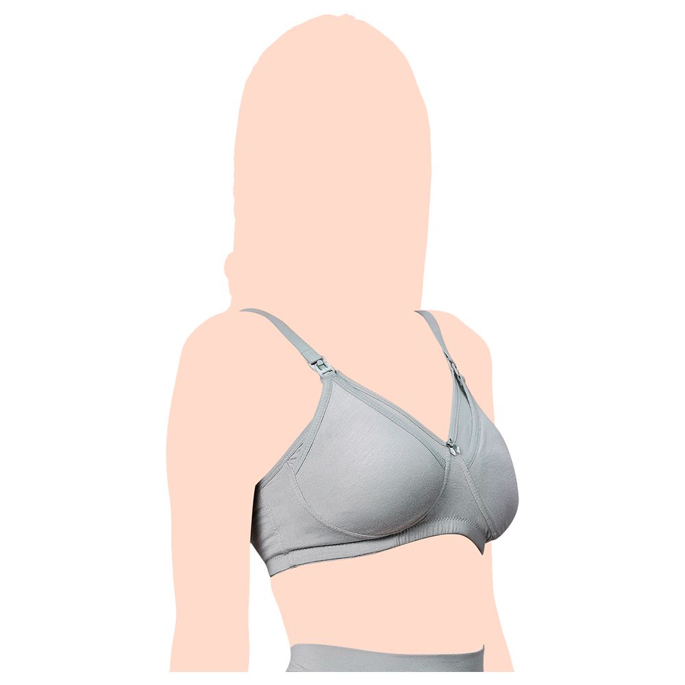 Tummy - 2pc-Set - Bamboo Cotton Maternity Nursing Bra - Grey/Black