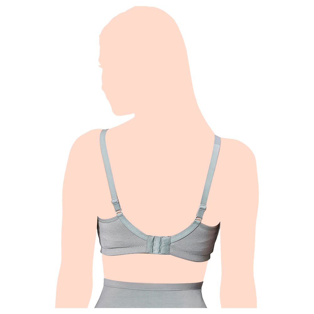 Tummy - 2pc-Set - Bamboo Cotton Maternity Nursing Bra - Grey/Black