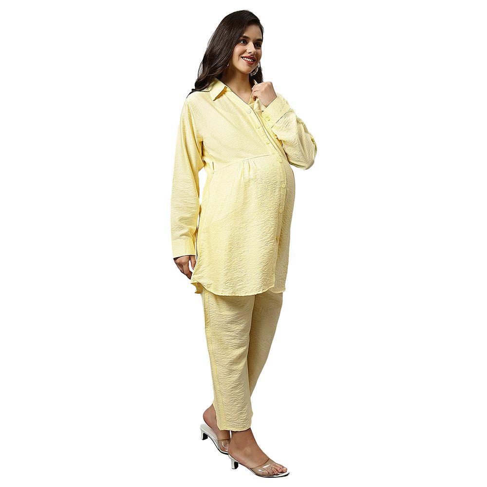 Tummy - 2pc-set - Maternity Shirt & Pants Loungewear - Yellow