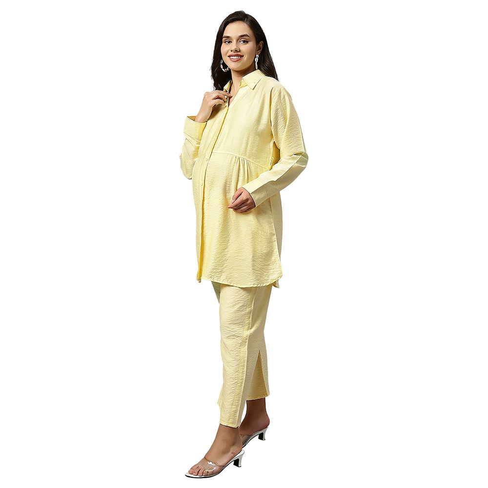 Tummy - 2pc-set - Maternity Shirt & Pants Loungewear - Yellow