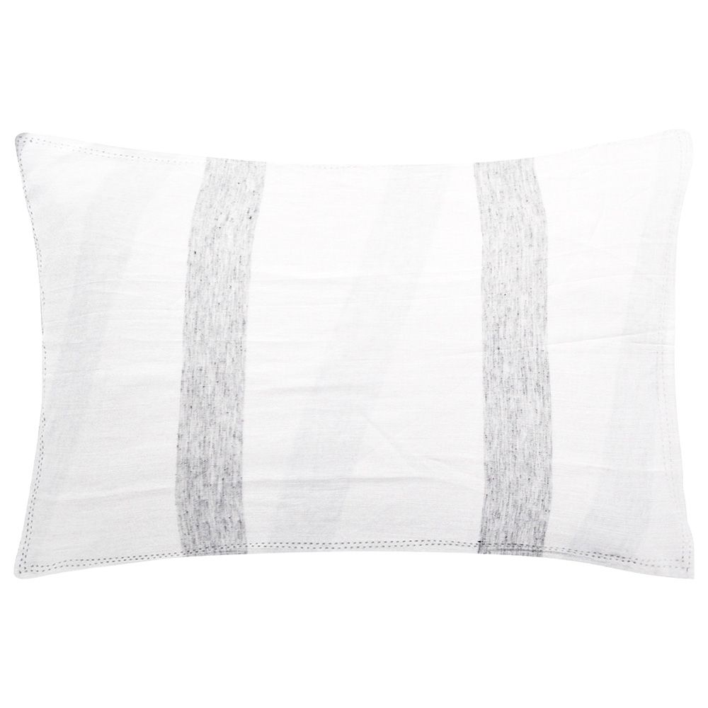 The Baby Atelier - Organic Pencil Stripe Junior Pillow Cover - Grey