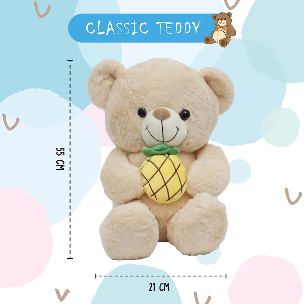 Toto Toys - Plush Soft Toy - Teddy Bear w/Pineapple - Beige - 55 cm