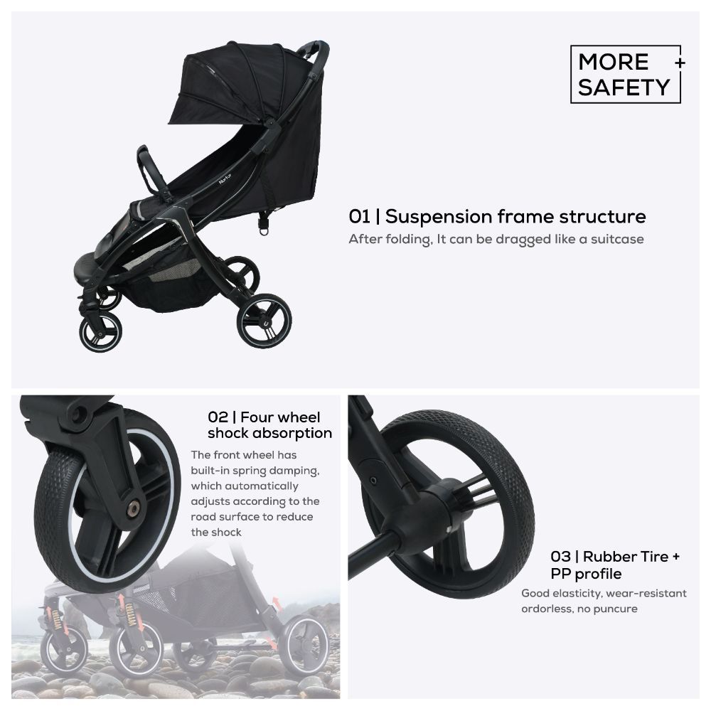 Nurtur - Aluminium Alloy Baby Stroller - Black