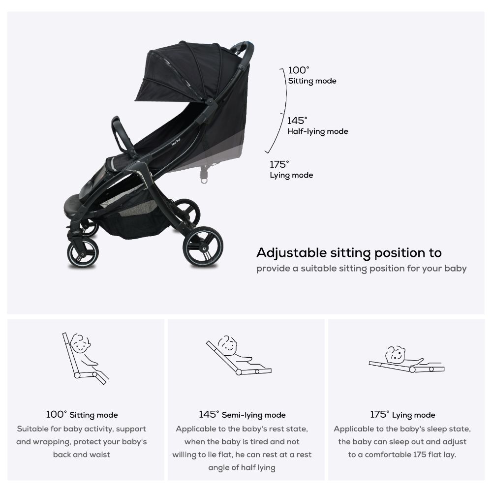 Nurtur - Aluminium Alloy Baby Stroller - Black