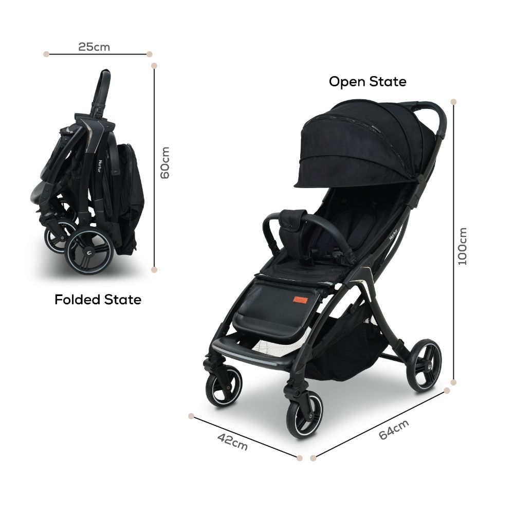 Nurtur - Aluminium Alloy Baby Stroller - Black