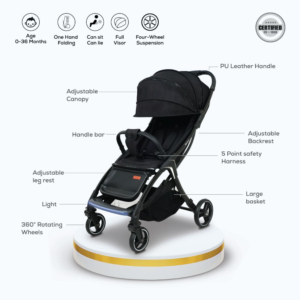 Nurtur - Aluminium Alloy Baby Stroller - Black