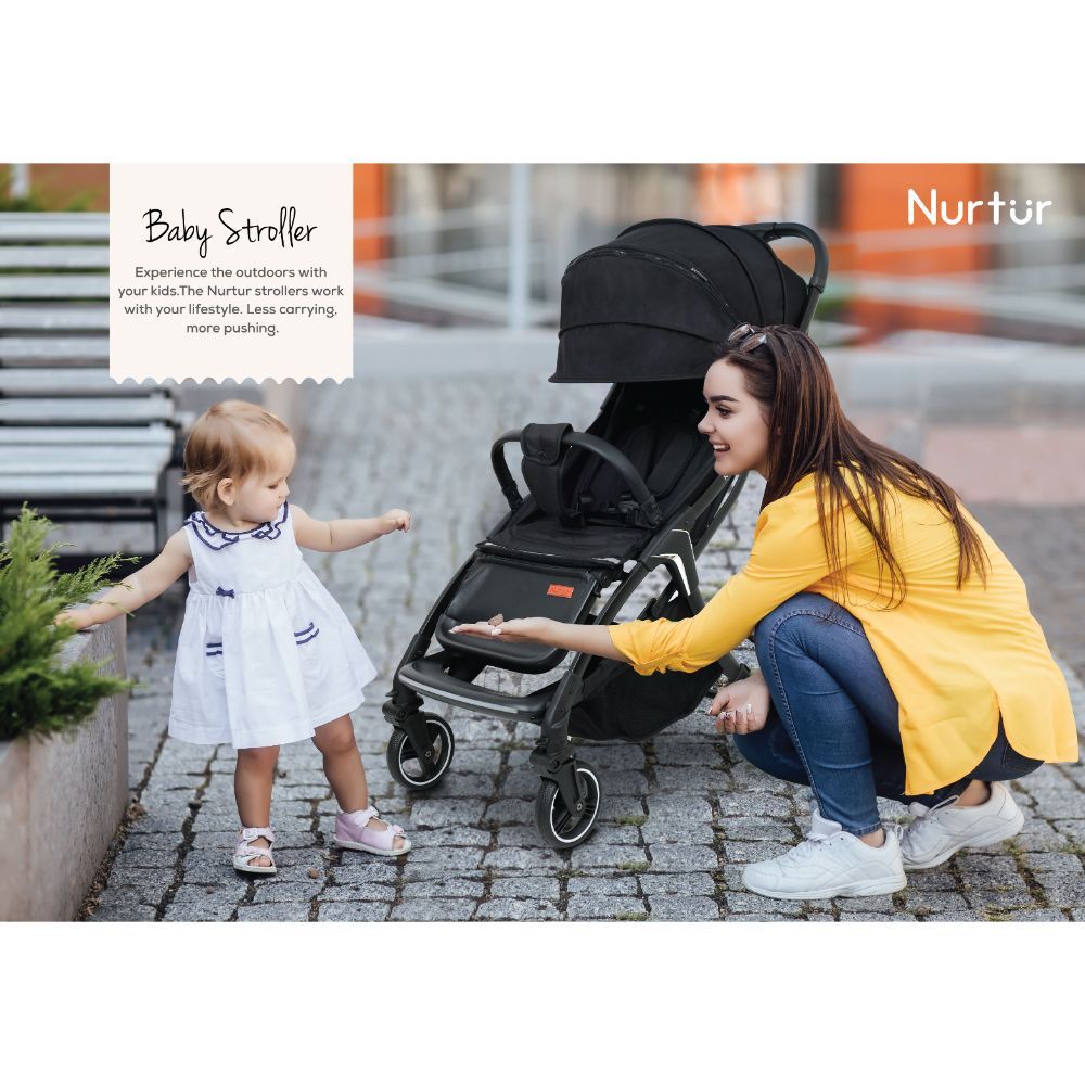 Nurtur - Aluminium Alloy Baby Stroller - Black