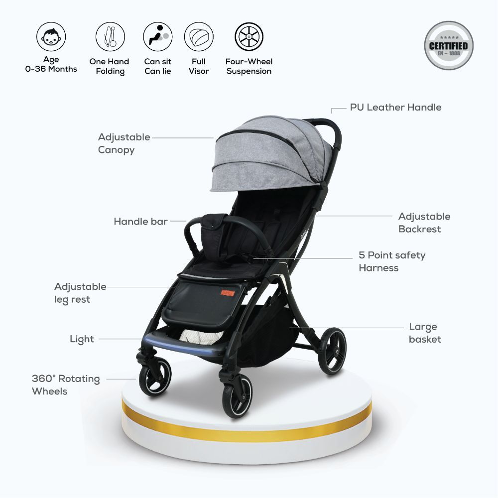 Nurtur - Aluminium Alloy Baby Stroller - Grey