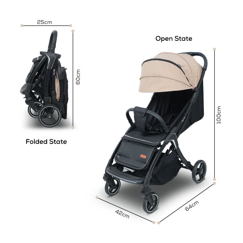 Nurtur - Aluminium Alloy Baby Stroller - Brown