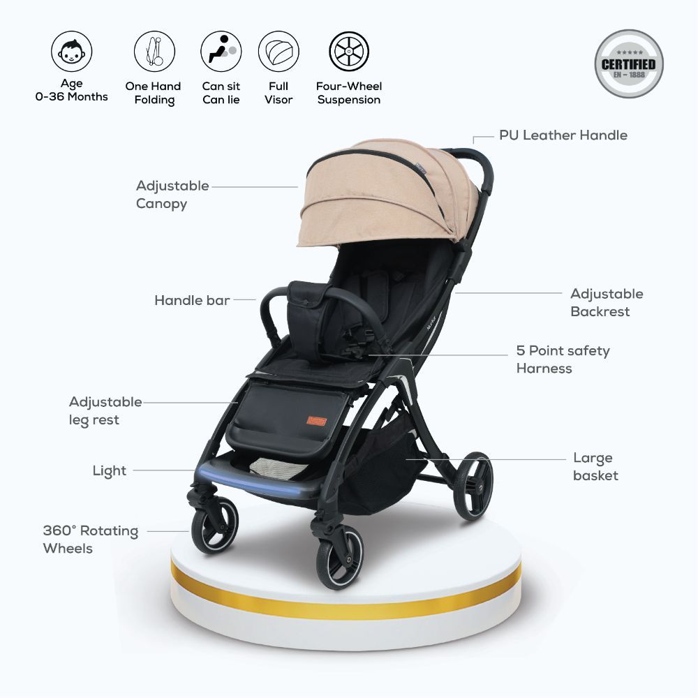 Nurtur - Aluminium Alloy Baby Stroller - Brown