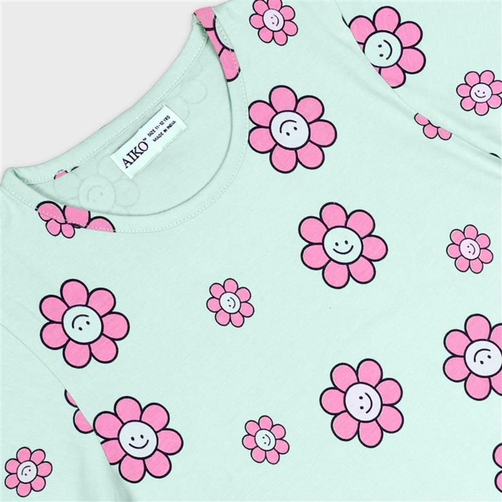 Aiko - 2pc-Set - Kids Cute Print T-Shirt & Pyjama - Lilac