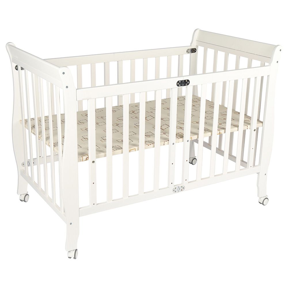 MOON - Wooden Foldable Baby Crib - White