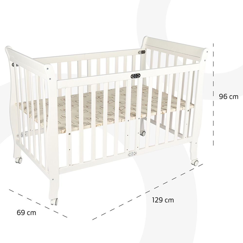 MOON - Wooden Foldable Baby Crib - White