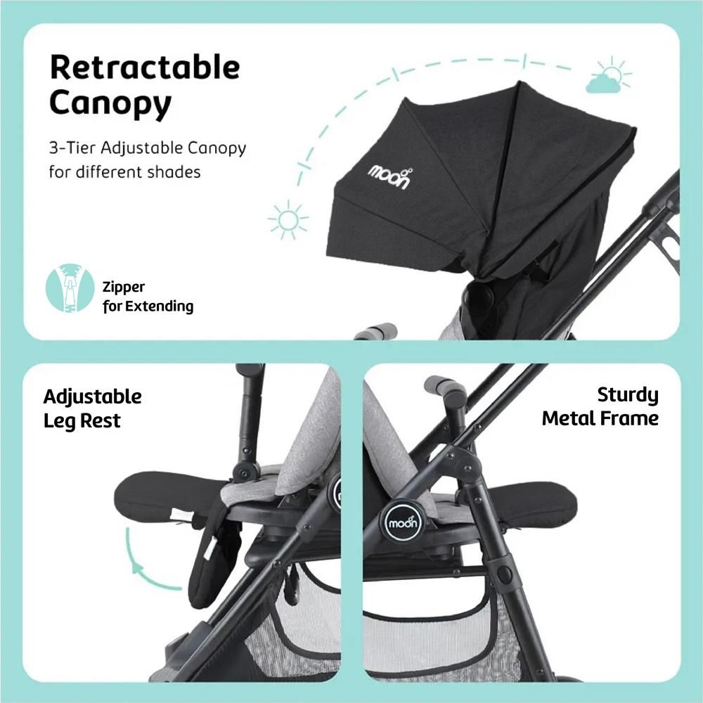 Moon - Revo 360 Degree Rotable Travel/Cabin Baby Stroller - Black