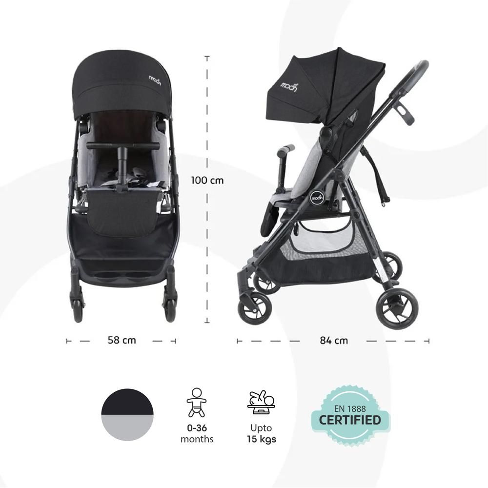 Moon - Revo 360 Degree Rotable Travel/Cabin Baby Stroller - Black