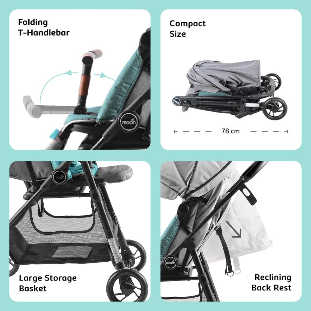 Moon - Revo 360 Degree Rotable Travel/Cabin Baby Stroller - Grey