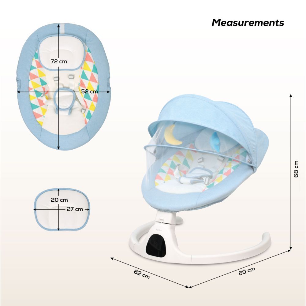 نيرتور - كرسي أرجوحة أوتوماتيكي للأطفال - أزرق