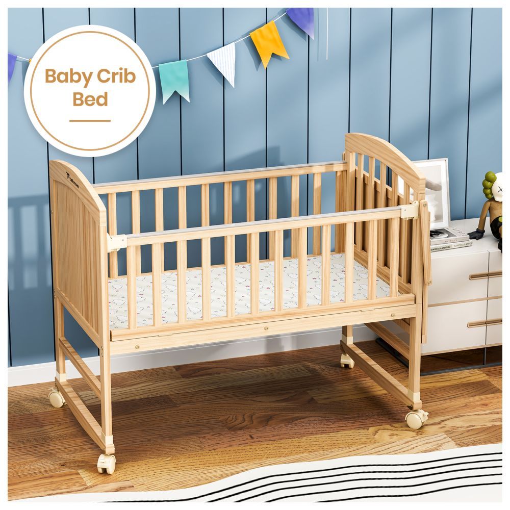 Teknum - 7-in-1 Convertible Kids Bed & Bedside Crib w/ Mattress, Mosquito Net & Detachable Wheels