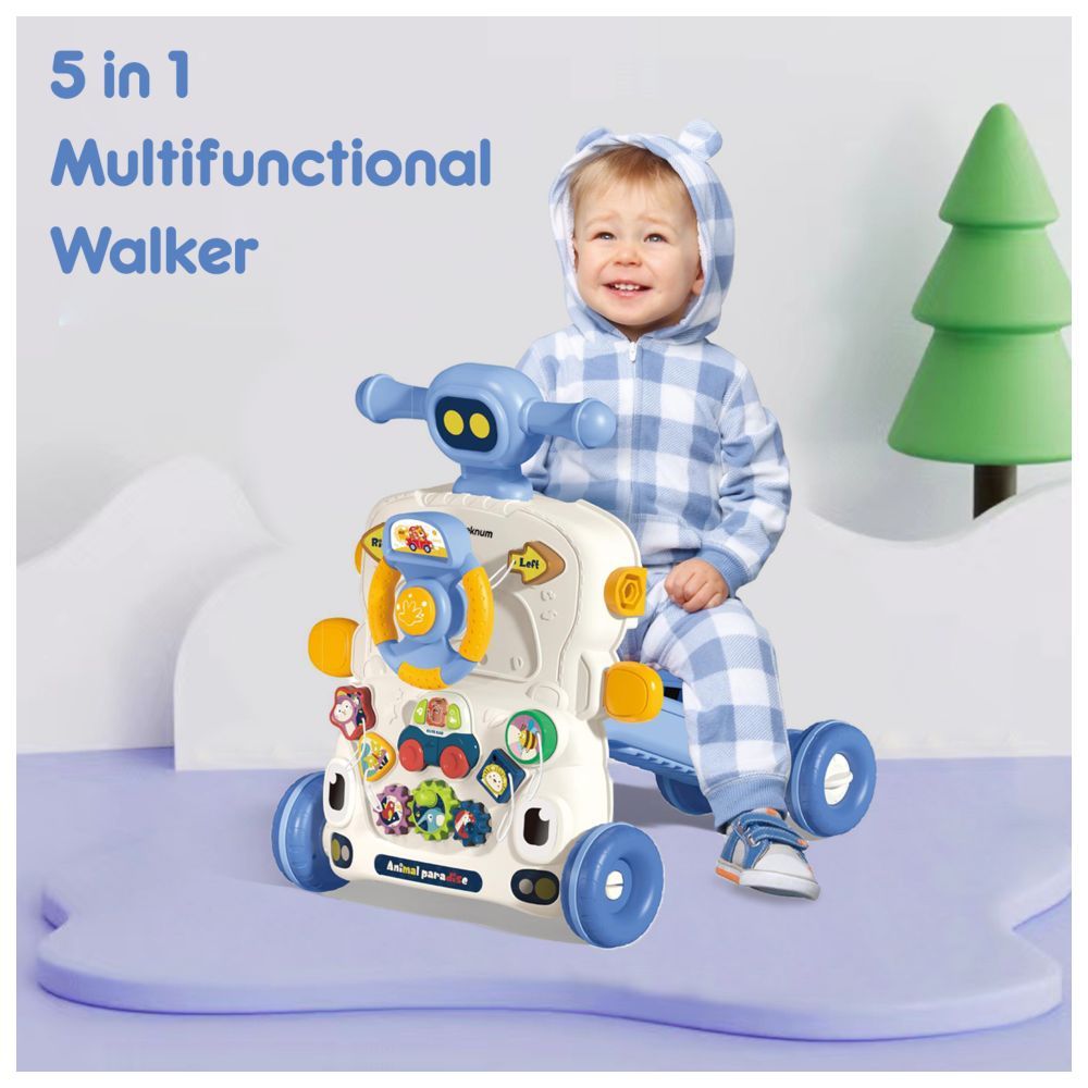 Teknum - Teknum 5-in-1 Baby Walker With Musical Keyboard - Blue