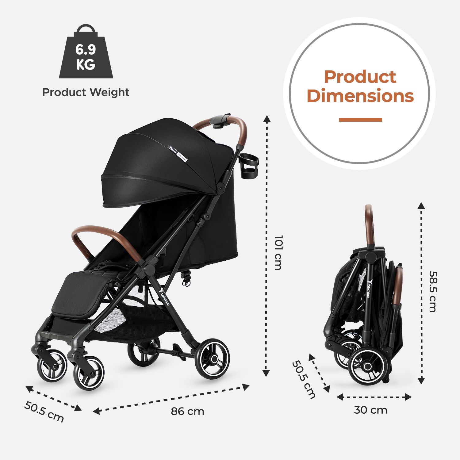 Teknum - Travel Explorer 2 AutoFold Stroller - Black