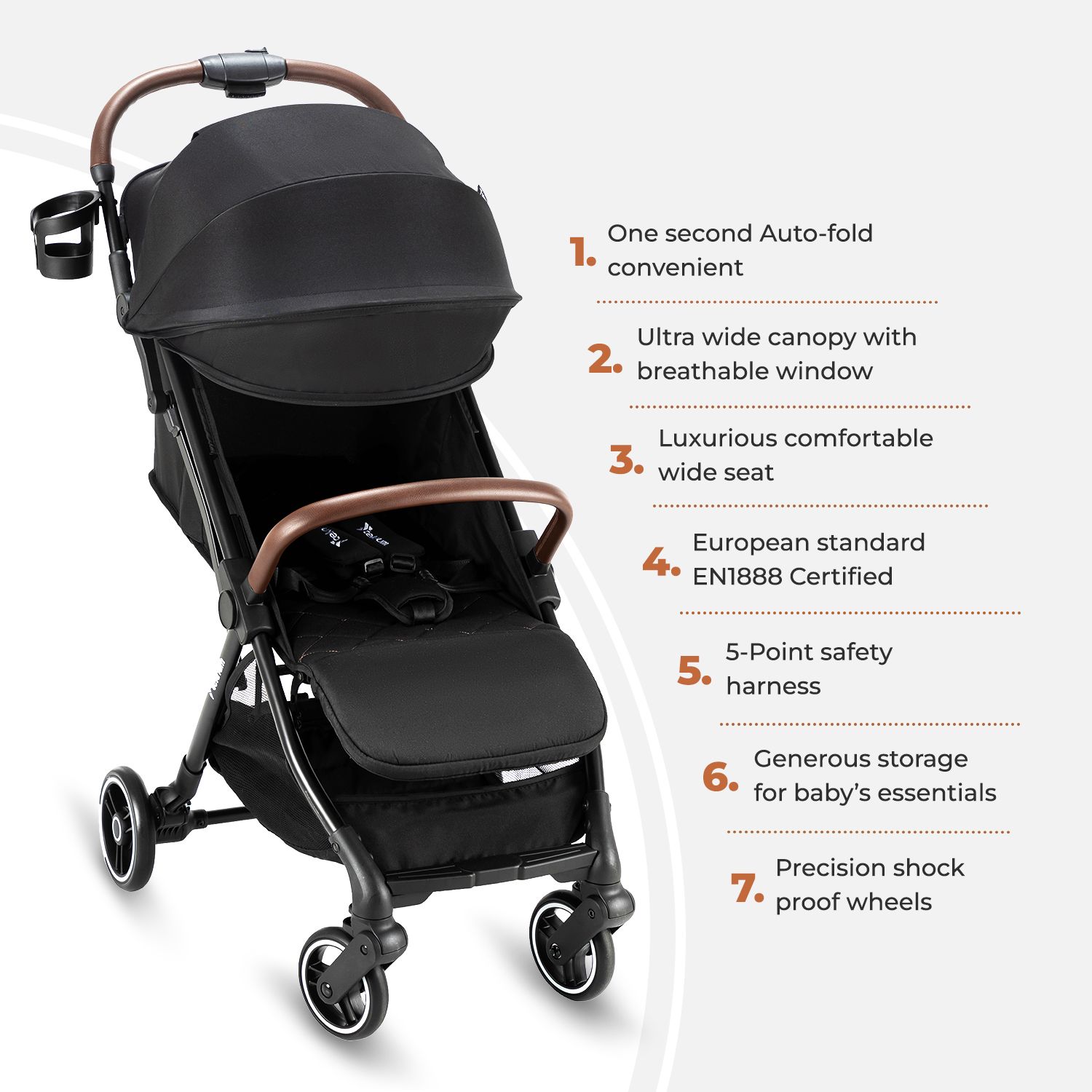 Teknum - Travel Explorer 2 AutoFold Stroller - Black