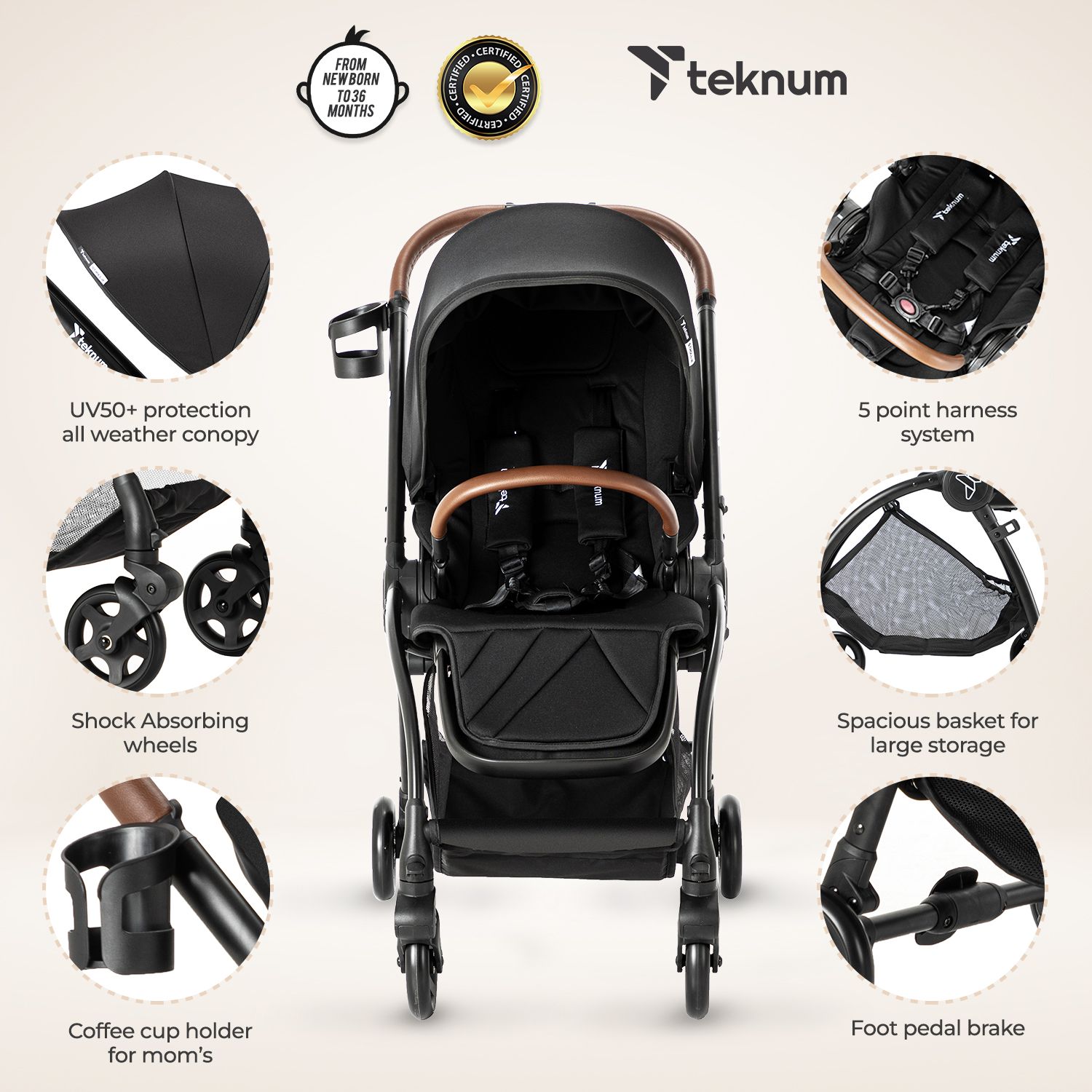 Teknum - Travel Stroll 2 Stroller - Black