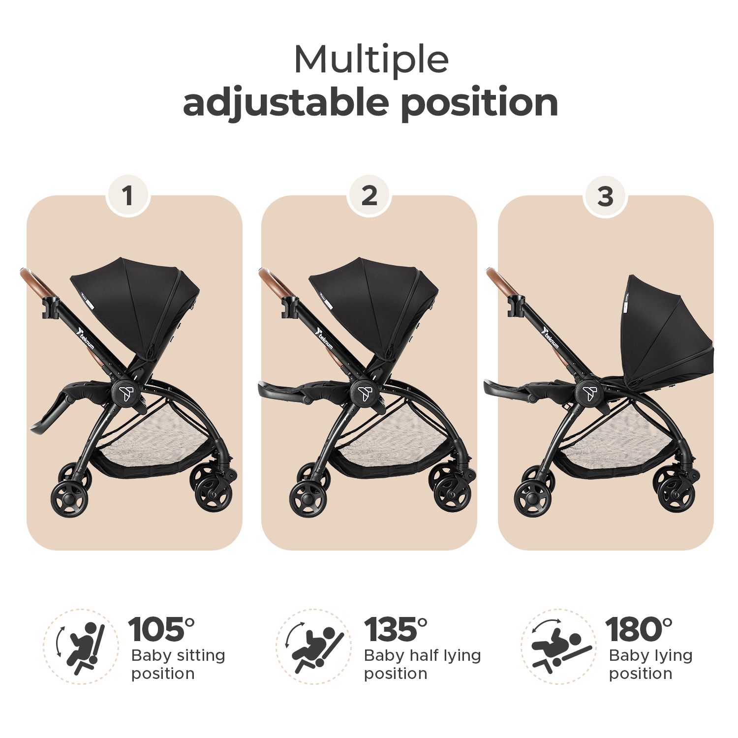 Teknum - Travel Stroll 2 Stroller - Black