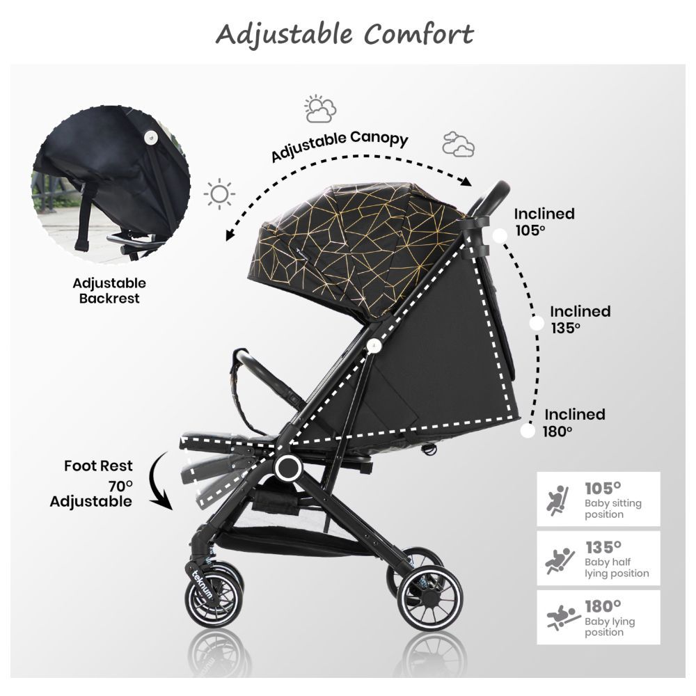 TEKNUM - TravelZen Stroller with Coffee Cup Holder - Black Gold