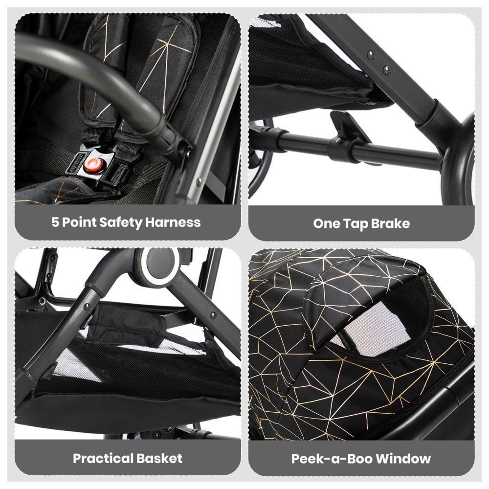 TEKNUM - TravelZen Stroller with Coffee Cup Holder - Black Gold