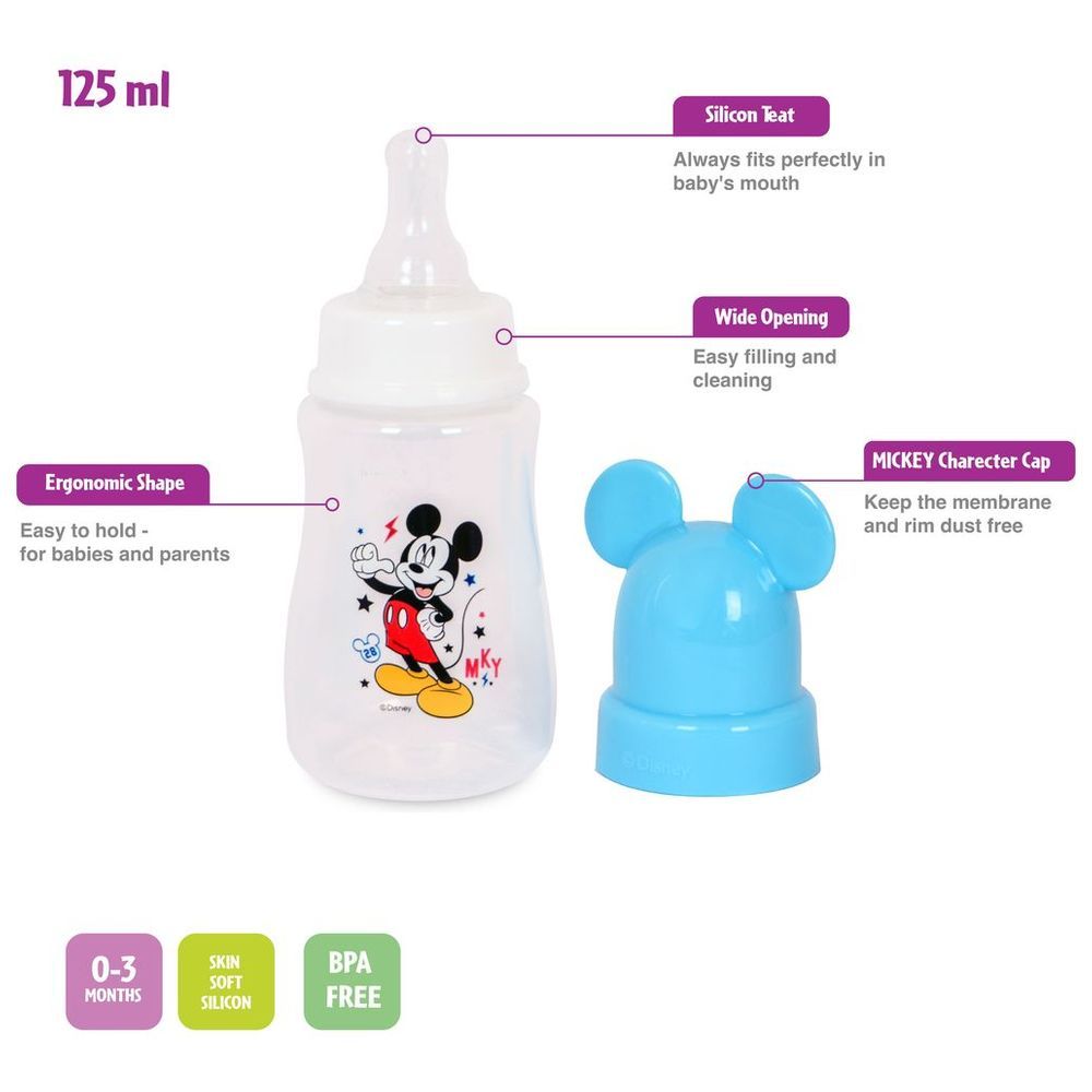 Disney - Mickey Mouse Baby Feeding Bottle - 125 ml