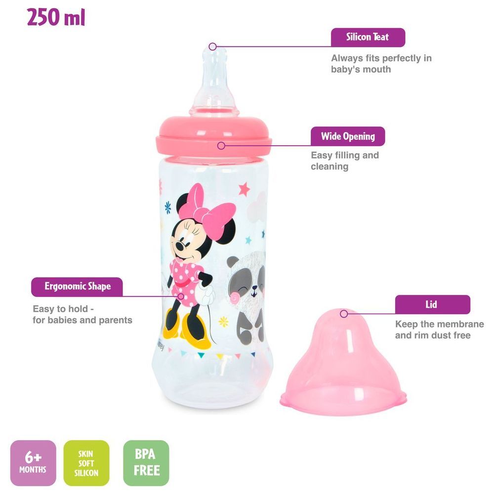 Disney - Minnie Mouse Baby Feeding Regular Neck Bottle - 250 ml