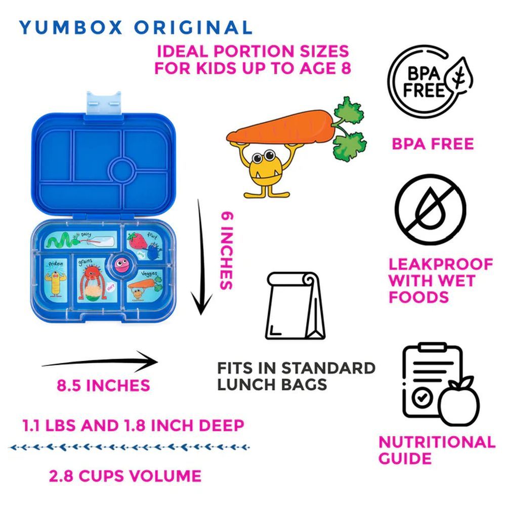 Yumbox - 6 Compartment Original Snack Box - True Blue