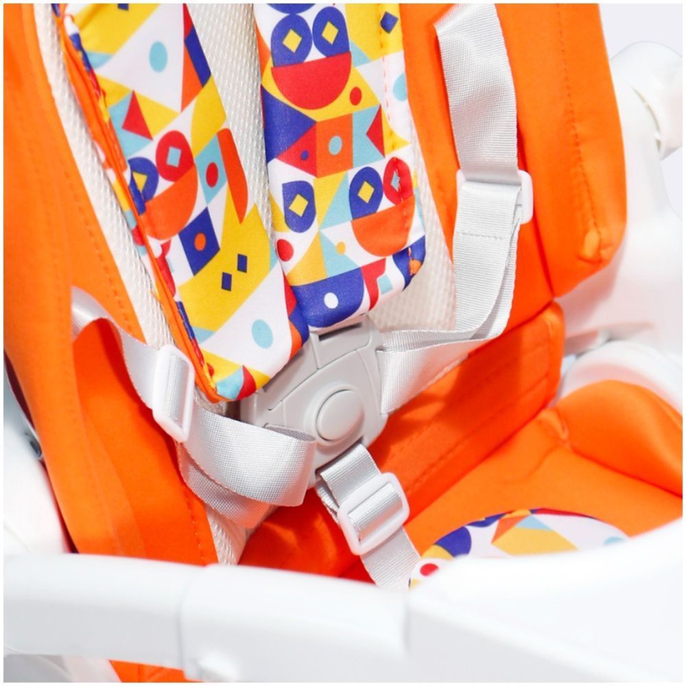 Baby's Nest - 2-In-1 Swivel Baby Stroller - White With Orange