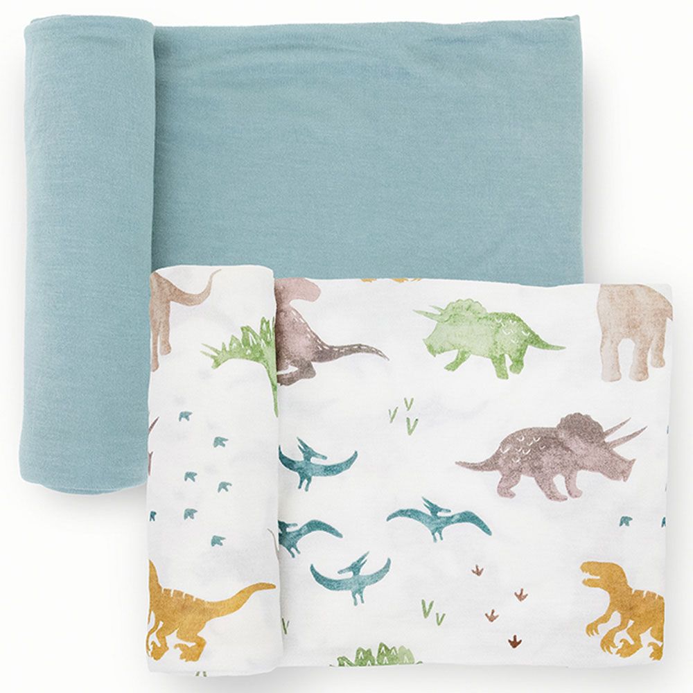 Little Unicorn - Stretch Knit Swaddle - Dino Pals - 2pcs