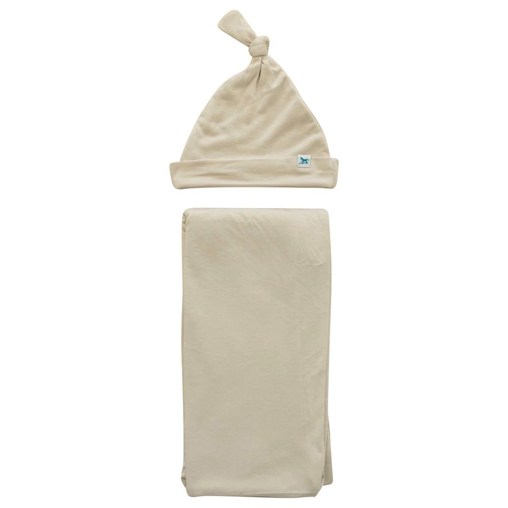 Little Unicorn - Stretch Knit Swaddle & Hat - Pebble - 2pcs